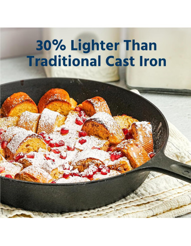 Sartén de Hierro Fundido COOKLIFE 10 Pulgadas Pre-Sazonada
