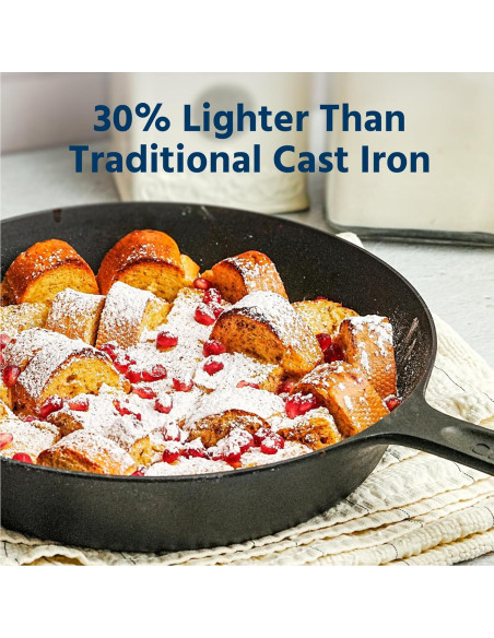 Sartén de Hierro Fundido COOKLIFE 10 Pulgadas Pre-Sazonada