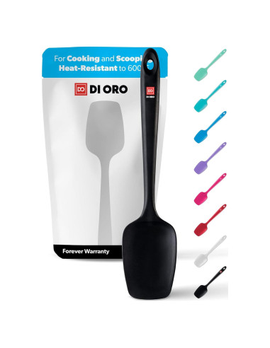 Espátula de Silicona DI ORO Sin Costuras - Profesional, 28.4 cm, Negro