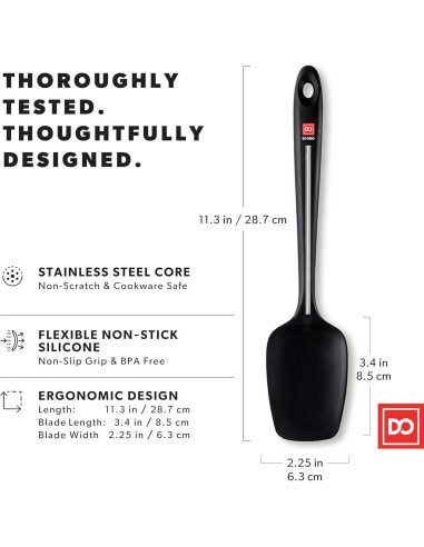 Espátula de Silicona DI ORO Sin Costuras - Profesional, 28.4 cm, Negro