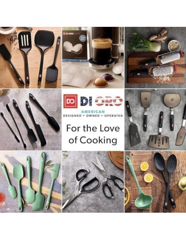 Espátula de Silicona DI ORO Sin Costuras - Profesional, 28.4 cm, Negro