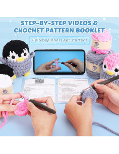 Kit de Crochet para Principiantes Crochetta - 2 Pingüinos 2
