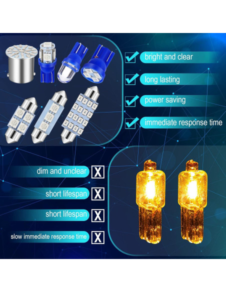 Kit de 70 Bombillas LED Frienda para Automóvil Luz Interior Azul
