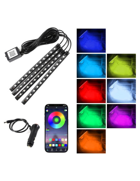 Luz Interior LED de Coche Wuyaoyao, Tira Multicolor con Control Remoto
