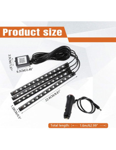 Luz Interior LED de Coche Wuyaoyao, Tira Multicolor con Control Remoto 2