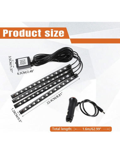 Luz Interior LED de Coche Wuyaoyao, Tira Multicolor con Control Remoto