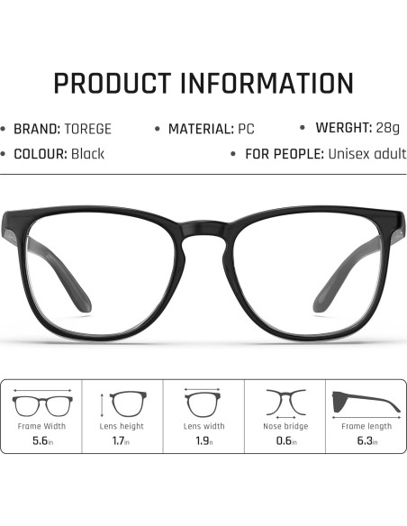 Gafas de Seguridad TOREGE Antivaho y Antirayones - Lentes Claras