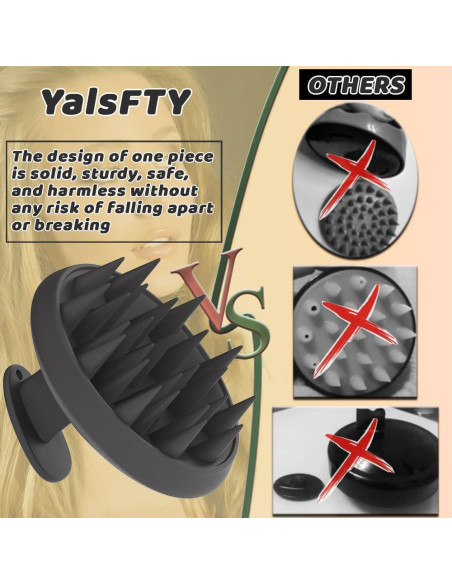 Masajeador de Cuero Cabelludo YalsFTY de Silicona Negro Masajeador de Cuero Cabelludo YalsFTY de Silicona Negro