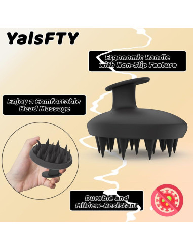 Masajeador de Cuero Cabelludo YalsFTY de Silicona Negro