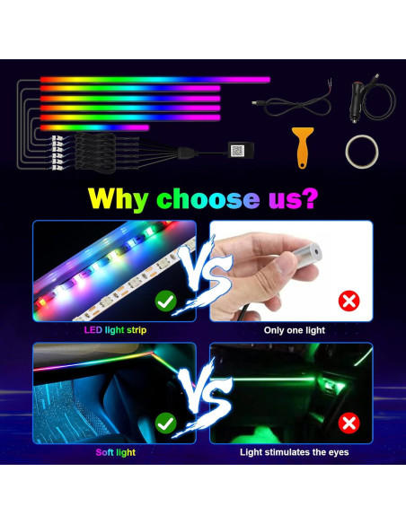 Luces LED de Coche WEBUPAR Dreamcolor 6 en 1 RGB 444.5 cm