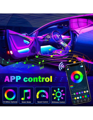 Luces LED de Coche WEBUPAR Dreamcolor 6 en 1 RGB 444.5 cm