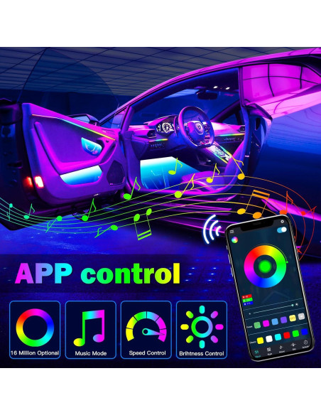 Luces LED de Coche WEBUPAR Dreamcolor 6 en 1 RGB 444.5 cm