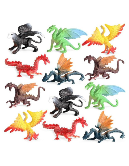 Figuras de Dragón Mini EOIVSH - 12 Piezas Juguetes para Niños Figuras de Dragón Mini EOIVSH - 12 Piezas Juguetes para Niños