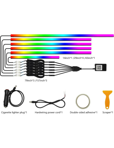 Luces LED de Coche WEBUPAR Dreamcolor 6 en 1 RGB 444.5 cm