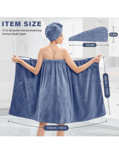 Toalla Envoltura de Baño HJMJY Azul L - XL Microfibra Absorbente 2