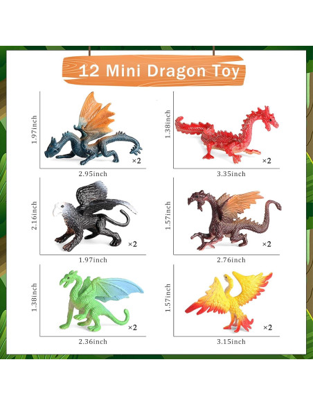 Figuras de Dragón Mini EOIVSH - 12 Piezas Juguetes para Niños Figuras de Dragón Mini EOIVSH - 12 Piezas Juguetes para Niños