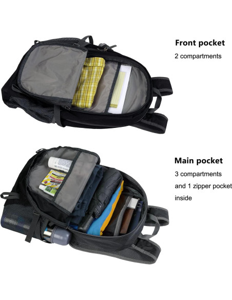 Mochila Plegable 40L Vimapo de Nylon Ripstop Negra