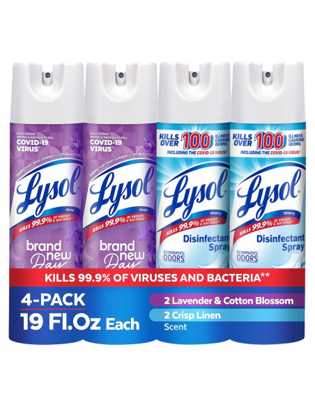 Lysol Spray Desinfectante 4x19oz Lavanda y Lino Fresco Lysol Spray Desinfectante 4x19oz Lavanda y Lino Fresco