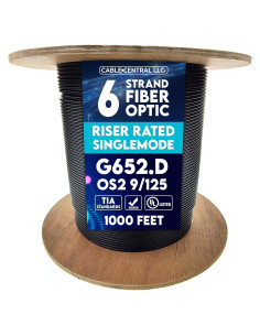 Cable de fibra óptica 6 hebras OS2 9/125 G652.D 304.8m Riser