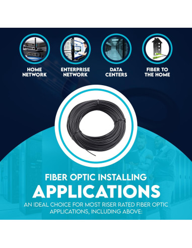 Cable de fibra óptica 6 hebras OS2 9/125 G652.D 304.8m Riser