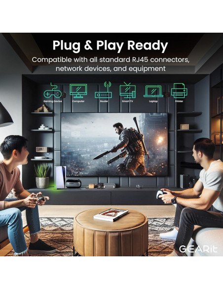 Cable Ethernet Cat 6 GEARit 30.48 m Alta Velocidad 10 Gbps