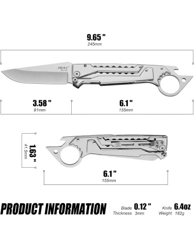 Cuchillo Plegable Zsrisle de Acero Inoxidable 24.6 cm Plata