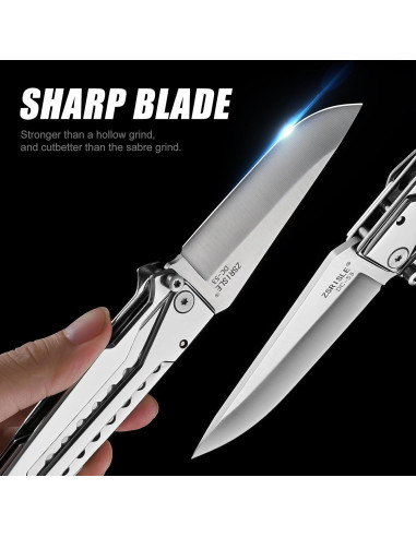 Cuchillo Plegable Zsrisle de Acero Inoxidable 24.6 cm Plata