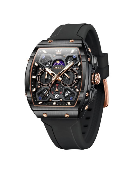 Reloj OLEVS Hombre Cronógrafo Multifuncional 44mm Negro