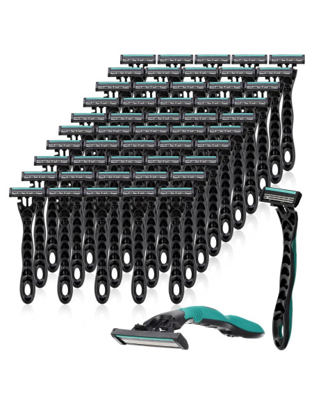 50 Maquinillas de Afeitar Desechables Leriton 3 Cuchillas Piel Sensible