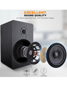 Altavoces de Estantería Pyle PSMSP6 - 6.5" (16.5 cm) Montables 2