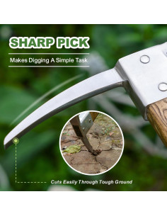 Azada de Acero Inoxidable Haliaeetus con Mango de Madera 2