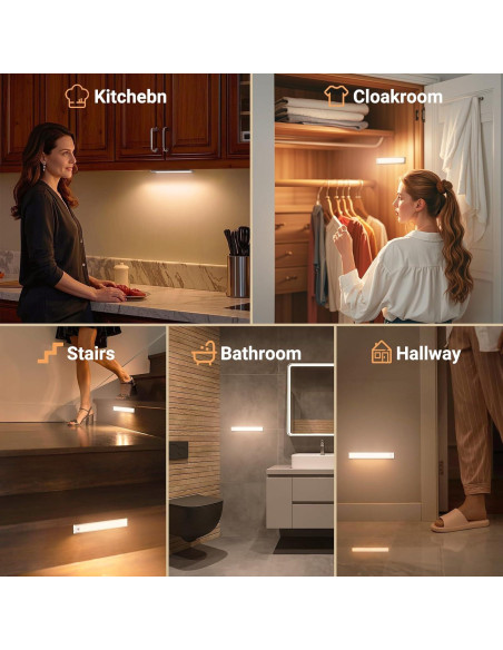 Luces LED Bajo Gabinete Hyrion 20 cm con Sensor Movimiento 2 Pck