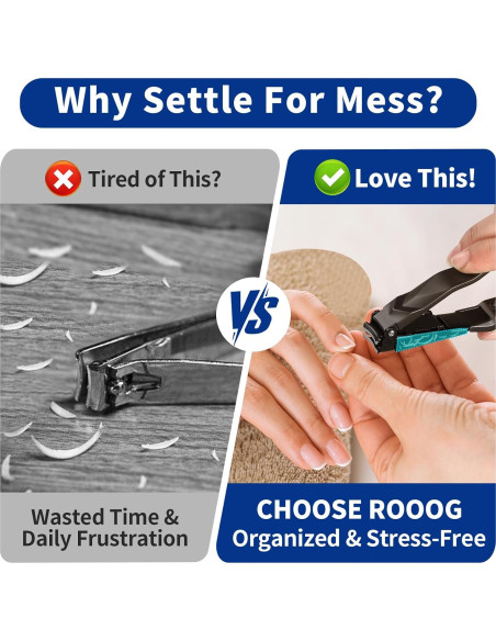 Cortauñas Profesional ROOOG con Recogedor - Diseño Antisalpicaduras