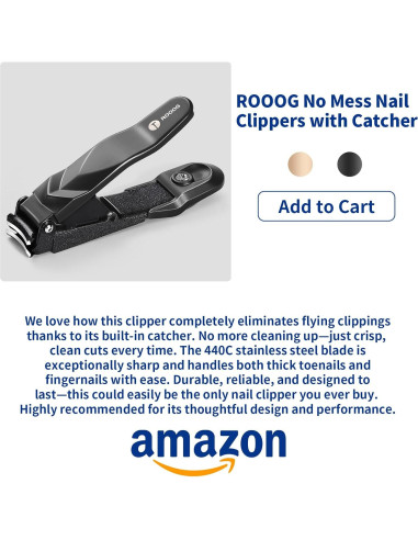 Cortauñas Profesional ROOOG con Recogedor - Diseño Antisalpicaduras