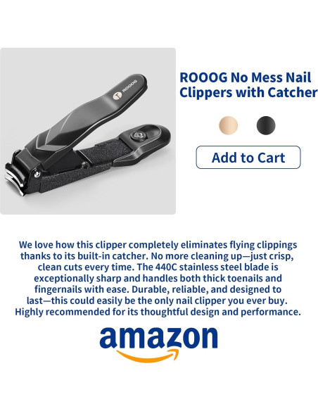 Cortauñas Profesional ROOOG con Recogedor - Diseño Antisalpicaduras