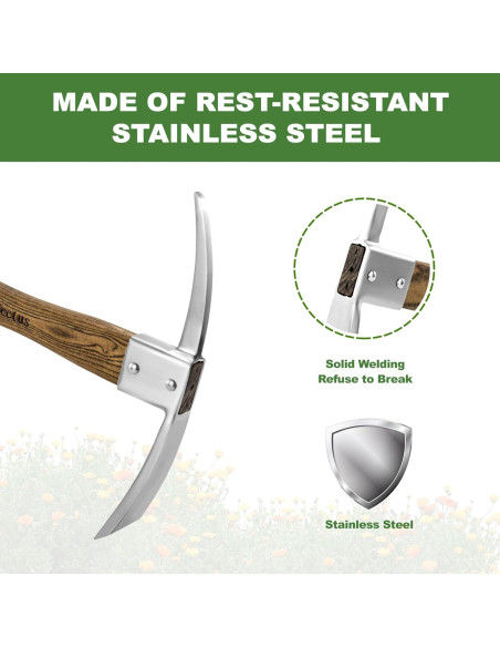 Azada de Acero Inoxidable Haliaeetus con Mango de Madera