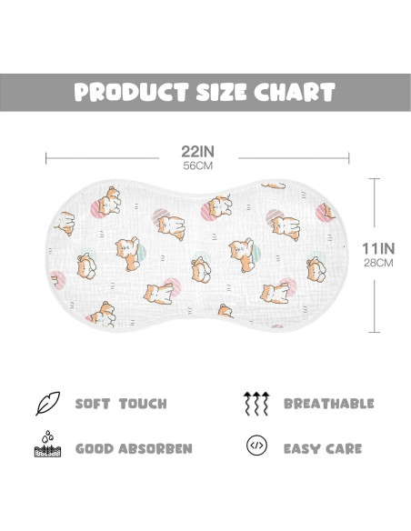 Pañales de Eructo Kigai de Algodón Shiba Inu 22x11cm