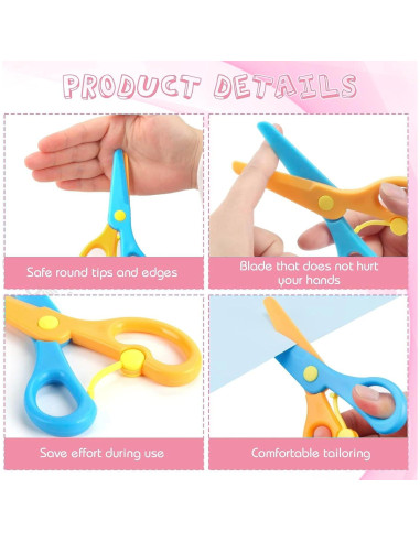 20 Tijeras de Seguridad Geegift para Niños 2-5 Años Color Mezclado