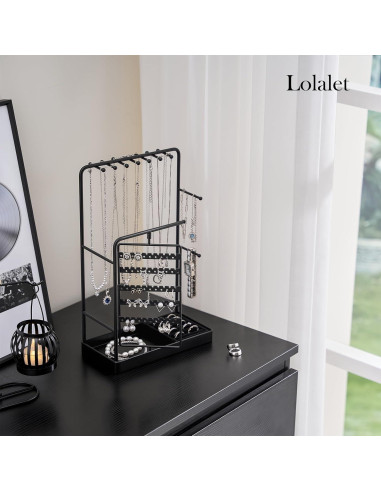 Soporte Organizador de Joyería Lolalet Negro, Rotatorio 360