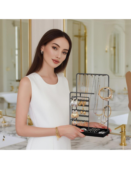 Soporte Organizador de Joyería Lolalet Negro, Rotatorio 360