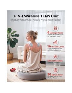 Estimulador Muscular TENS Inalámbrico Lanieney U8PRO 2 Canales 2