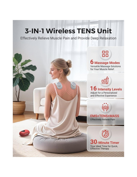 Estimulador Muscular TENS Inalámbrico Lanieney U8PRO 2 Canales