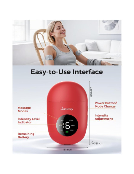 Estimulador Muscular TENS Inalámbrico Lanieney U8PRO 2 Canales