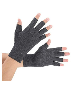 Guantes de Compresión para Artritis LingFei - Sin Dedos, Gris