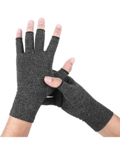Guantes de Compresión para Artritis LingFei - Sin Dedos, Gris 2