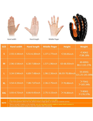 Guantes de Rehabilitación JBMBHC para Mano Izquierda L Naranja