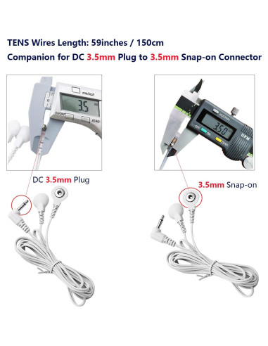 Cables de Conexión TENS VOVOU 3.5mm - 2 Paquetes Duraderos