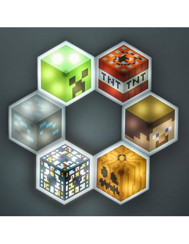 Luz Hexagonal LED Paladone Minecraft - 6 Piezas, Control Remoto