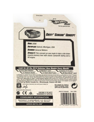 Hot Wheels Chevy Camaro Concept 1:64 Escala Mattel 2010