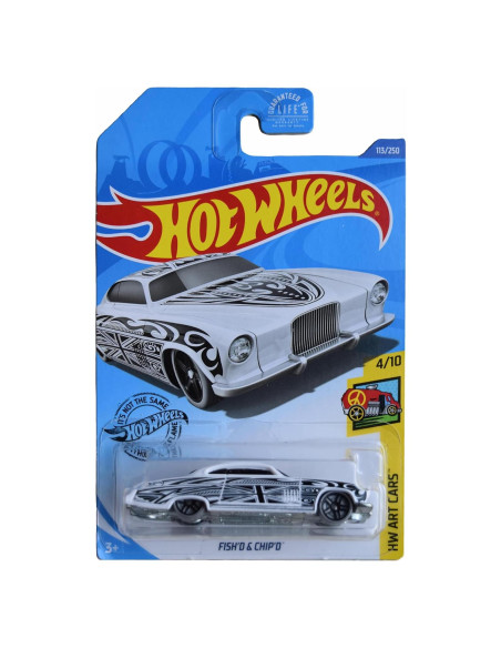 Hot Wheels Fish'd & Chip'd 1:64 Mattel Art Cars Blanco/Negro